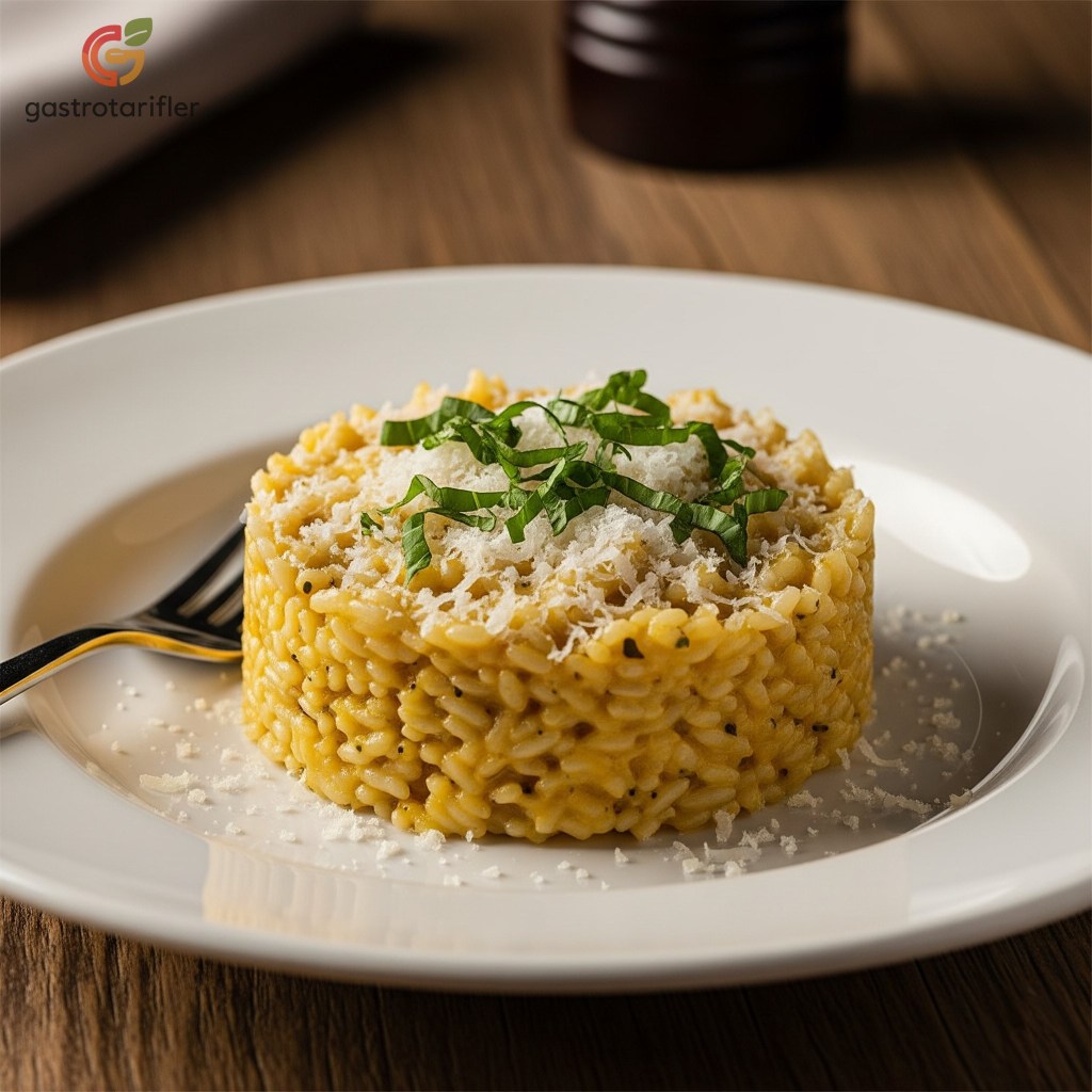 Risotto servis tabağında sunumu