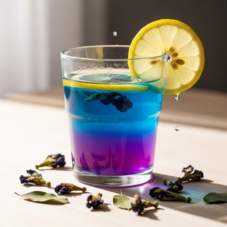 Mavi Kelebek Çayı, cam bardakta