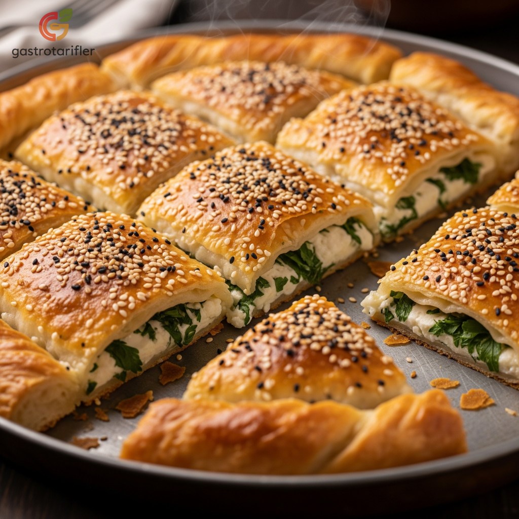 Tepsi Böreği fırın tepsisinde dilimlenmiş servise hazır sunum