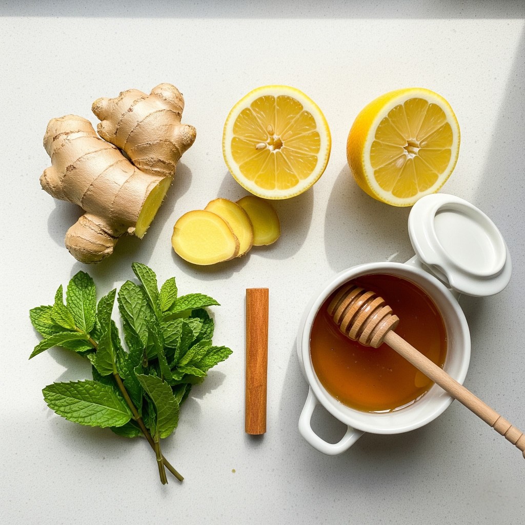 Zencefil-Limon Çayı malzemeler