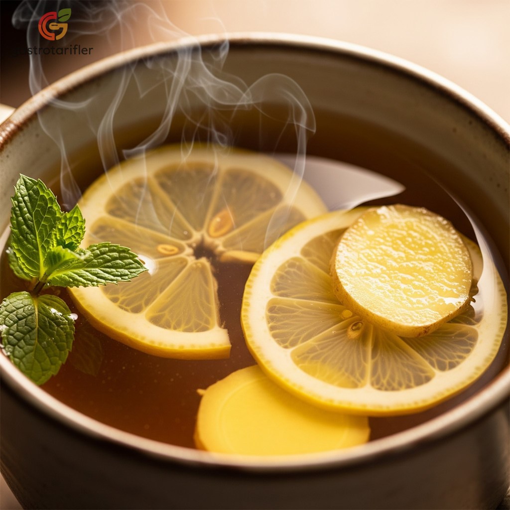 Zencefil-Limon Çayı fincanda sunum