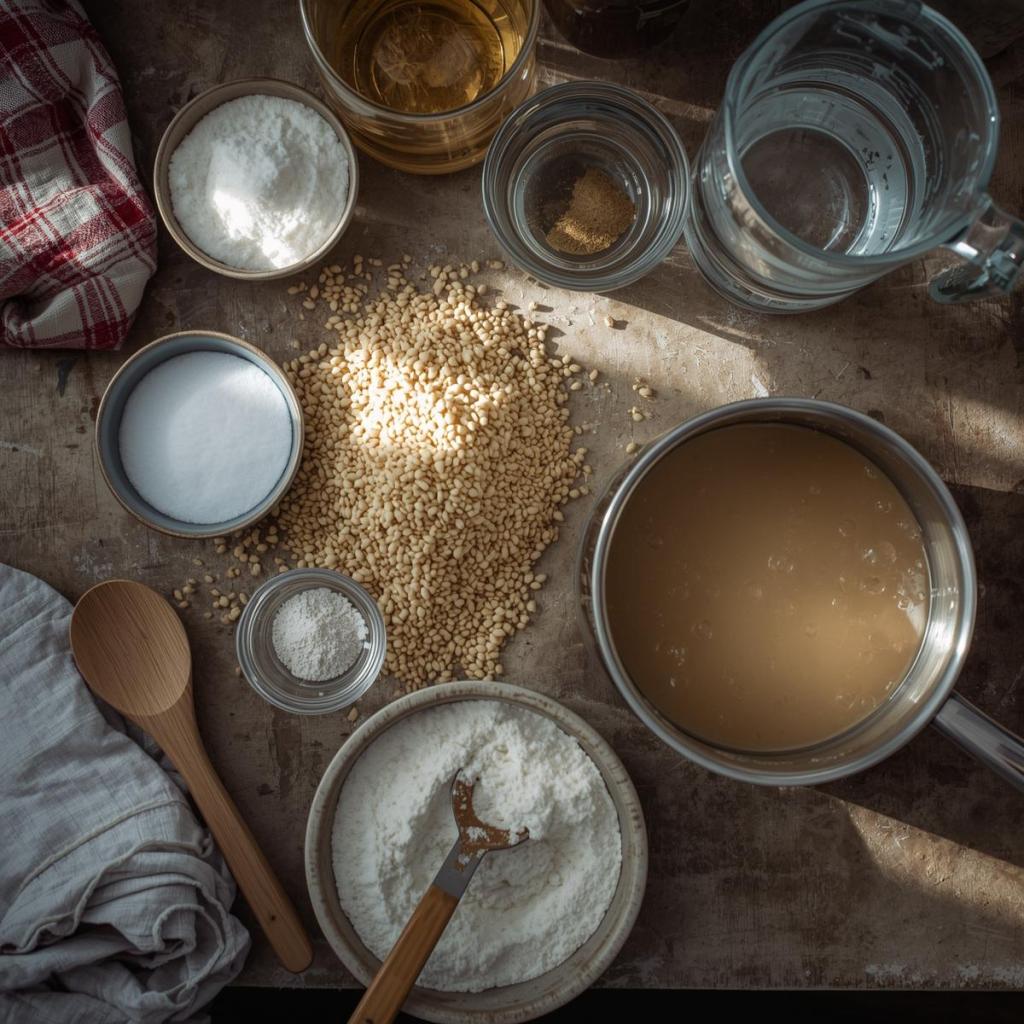 Boza malzemeler, bulgur, darı, su, toz şeker, un, maya,leblebi
