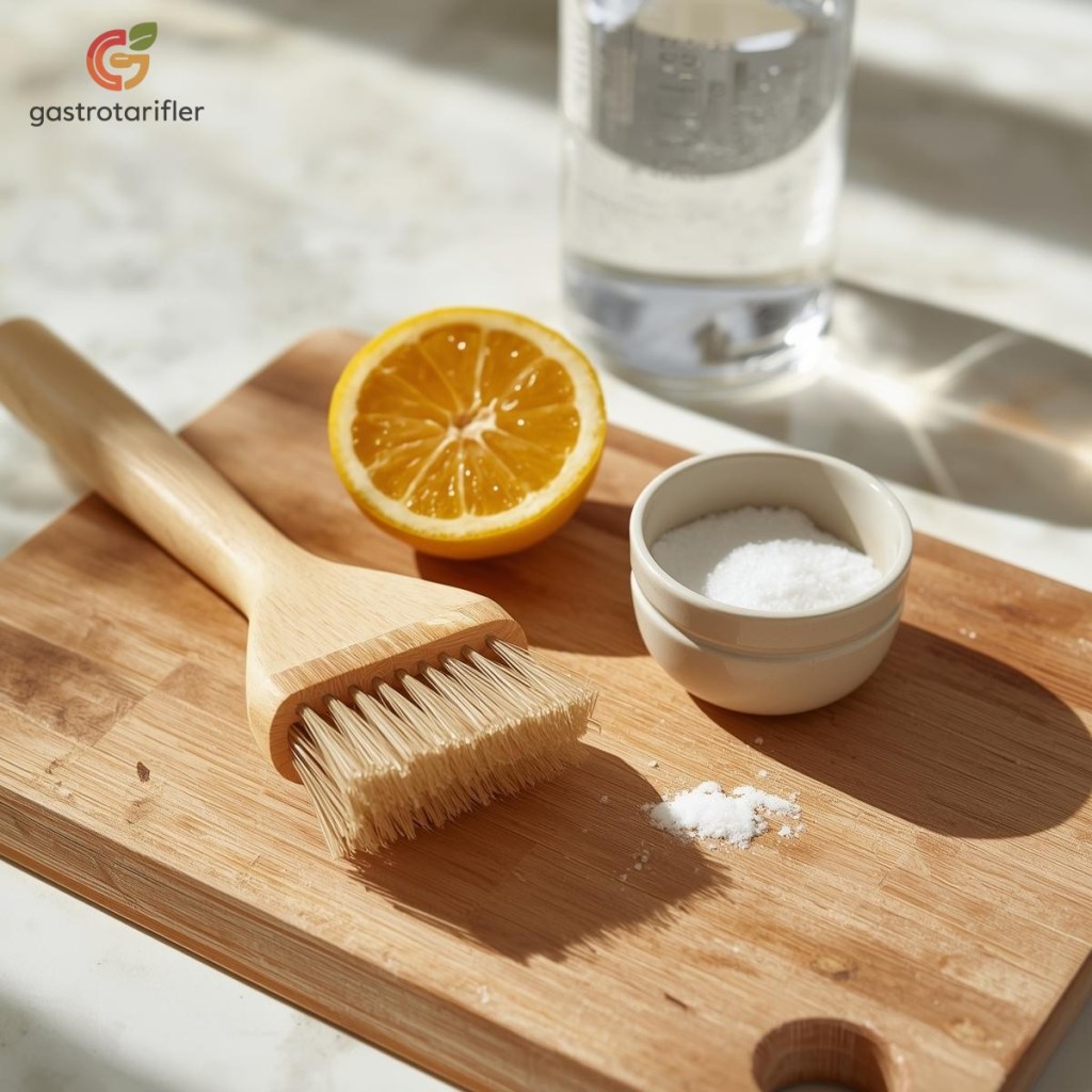 Limon ve tuz ile doğal kesme tahtası temizliği yöntemi