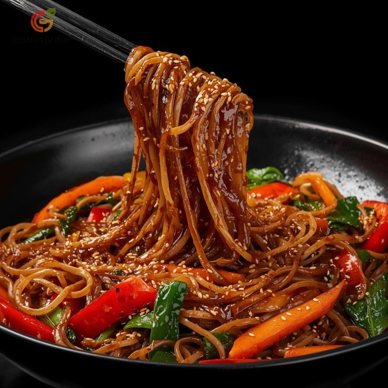 Kore Japchae Tarifi Kasede Sunumu