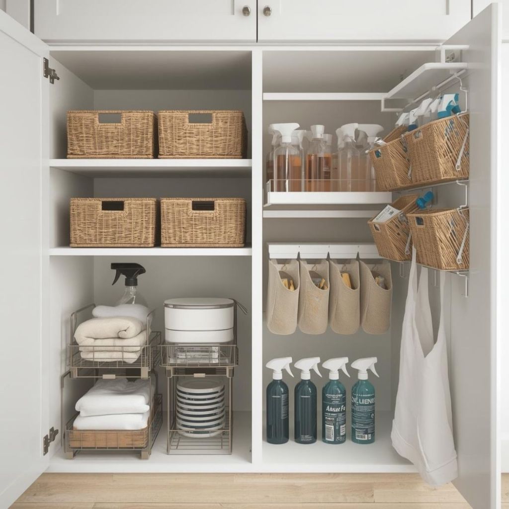 Kapı içi askılık, sprey şişeleri