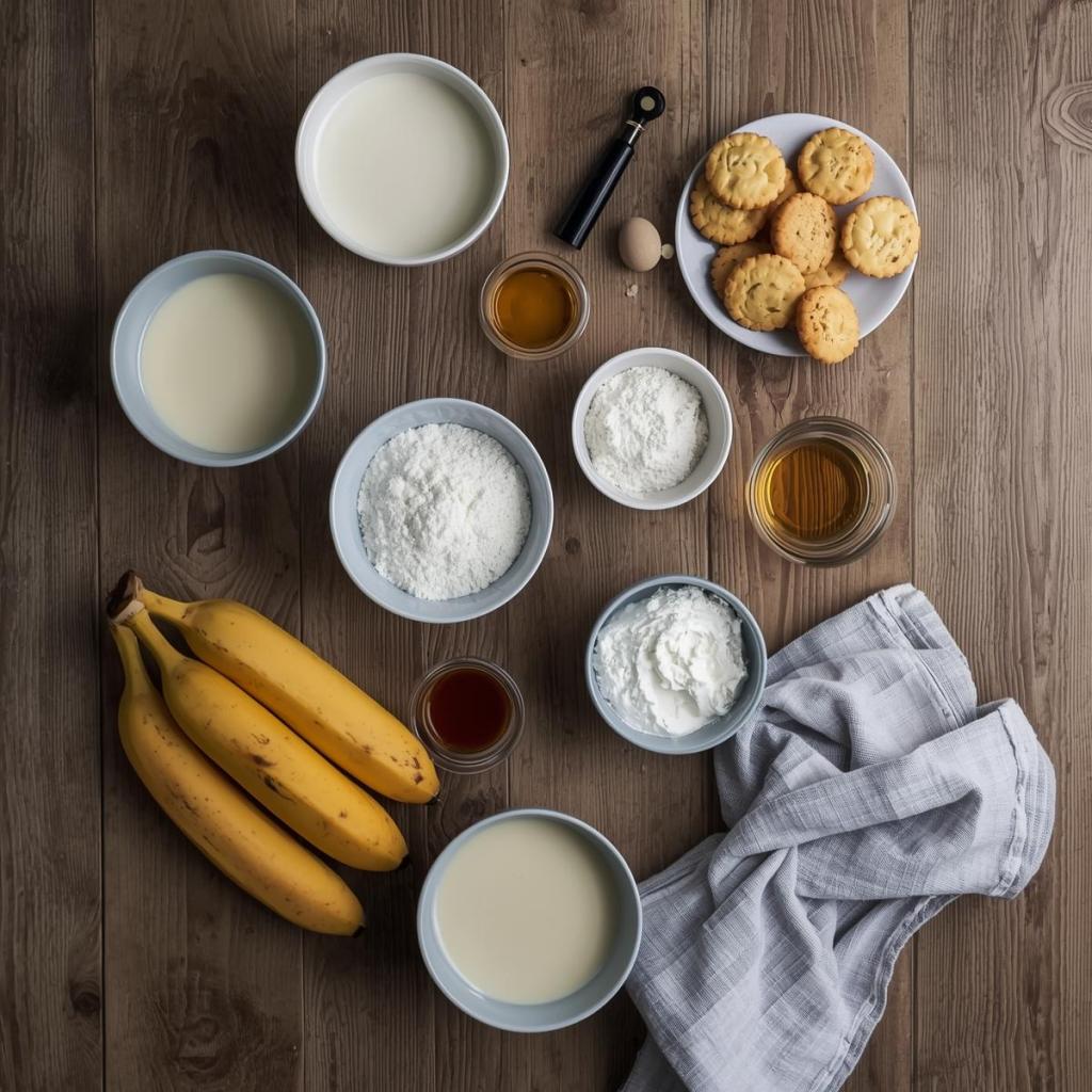 Muzlu magnolia Malzemeleri, muz, süt, şeker, nişasta