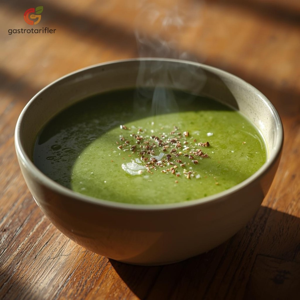 Pırasa ve Ispanak Detoks Çorbası Kasede Sunumu gastrotarifler