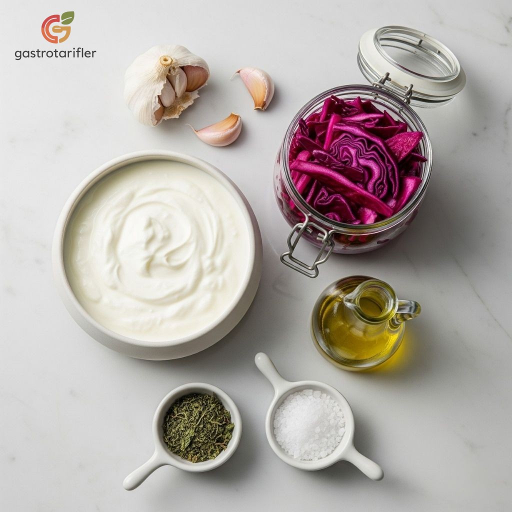 Kırmızı Lahana Turşulu Yoğurt Mezesi malzemeler