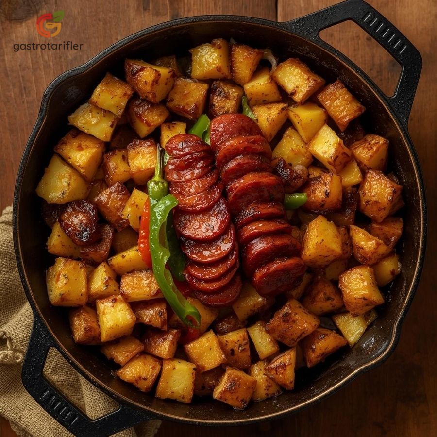 Renkli Biberli Sucuklu Patates