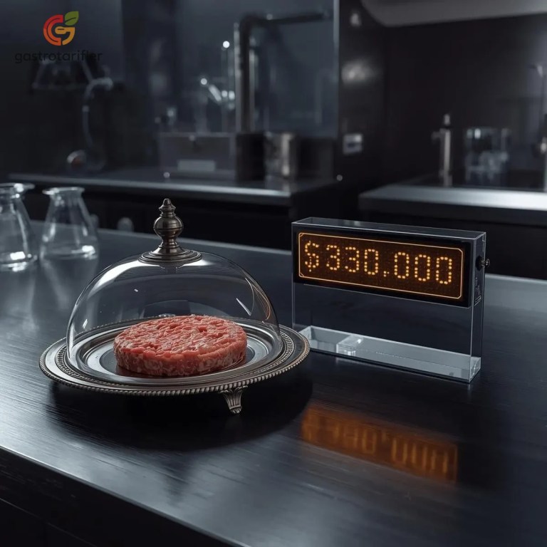 steril bir laboratuvar tezgahının üzerinde burger köftesi